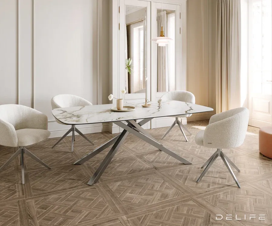 blagovaonski stol edge 200x100cm, materijal: keramika calacatta luxe - slika 3
