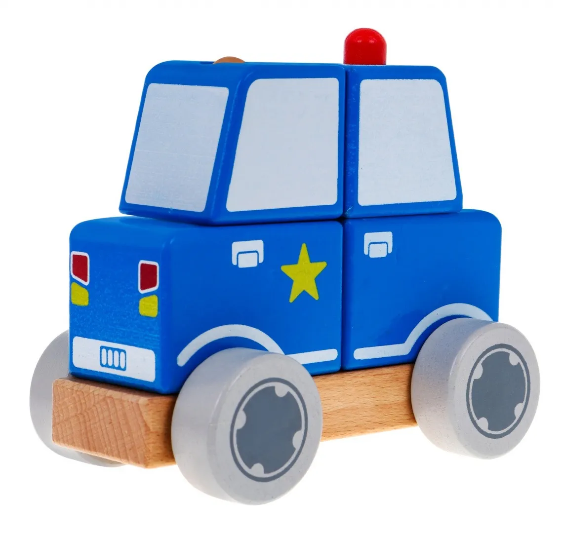 drveni edukativni policijski auto za sastavljanje - police - slika 2