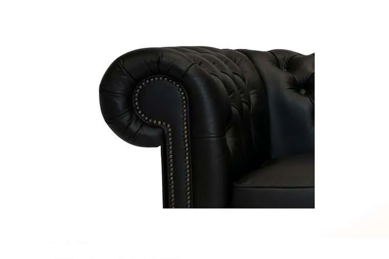 chesterfield dvosjed class leather | 2-sjedišta | matt black - slika 4
