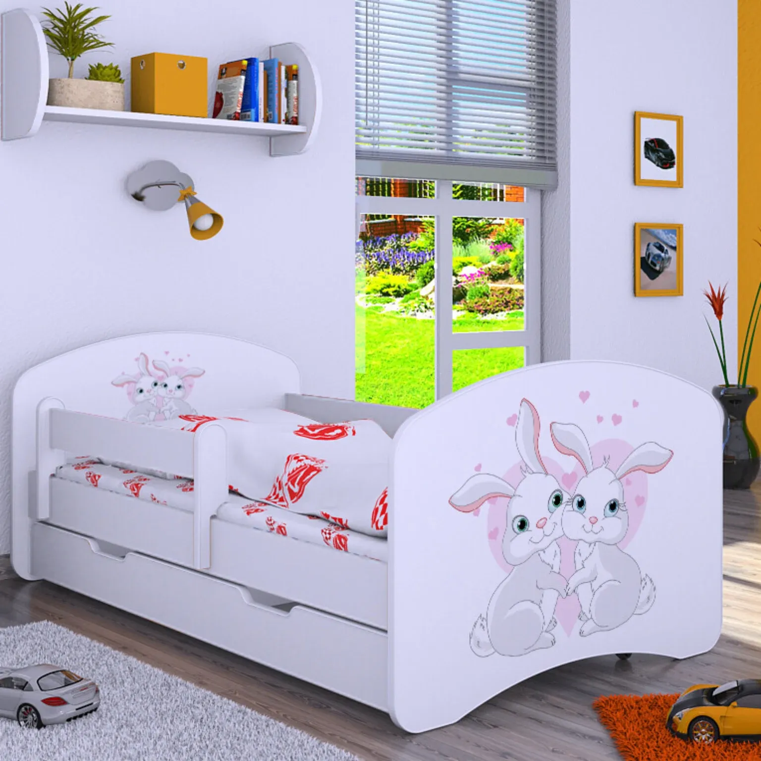 Drveni dječji krevet Happy zečići s ladicom – 160×80 - Nedeljanec, Vidovec