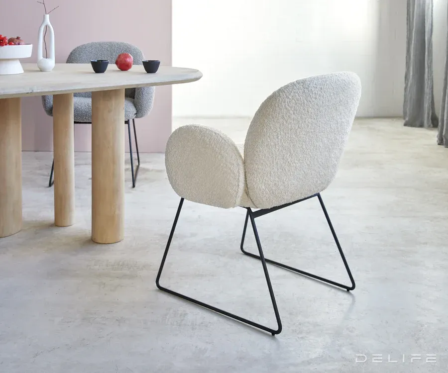 blagovaonska stolica s rukonaslonom nube, materijal: boucle - slika 3