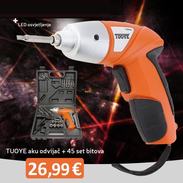 Aku Odvijač Tuoye +45 Set Bitova + Račun - Križevci