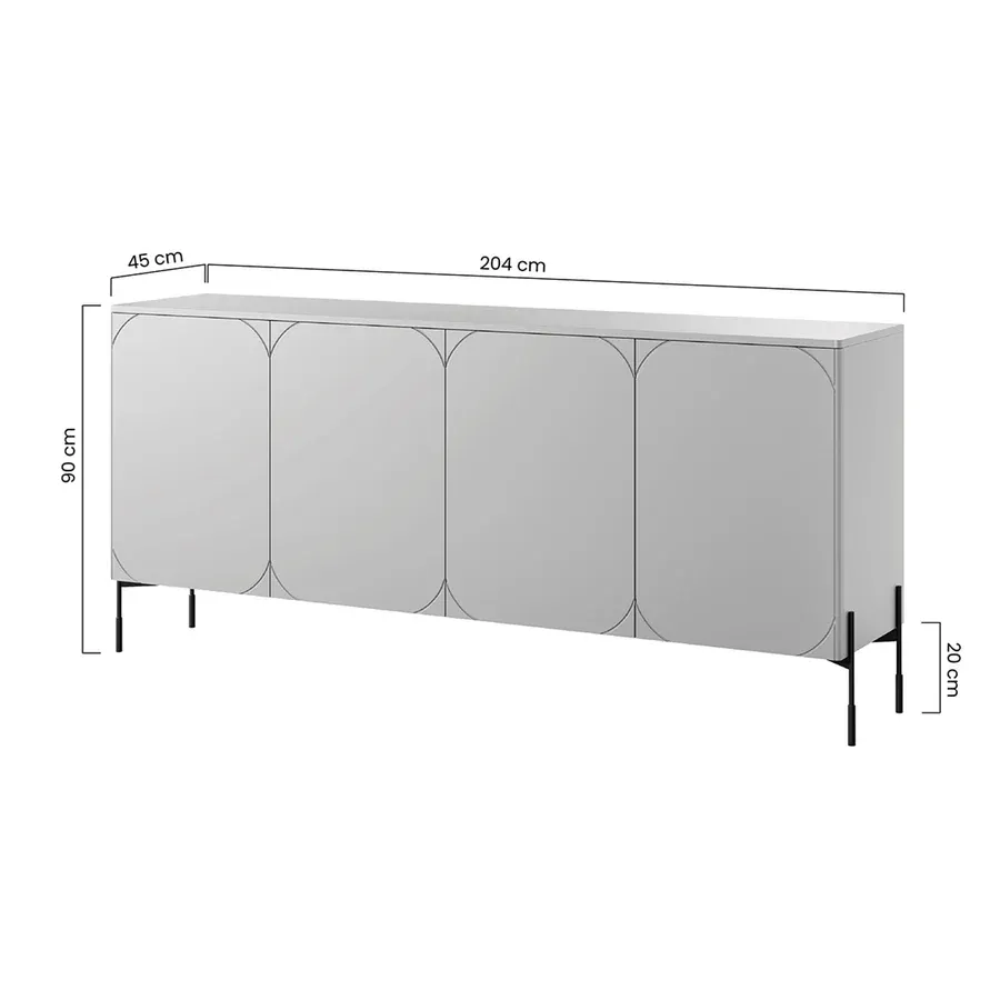 komoda sonatia 200cm, 4 vrata, materijal: mdf - slika 7