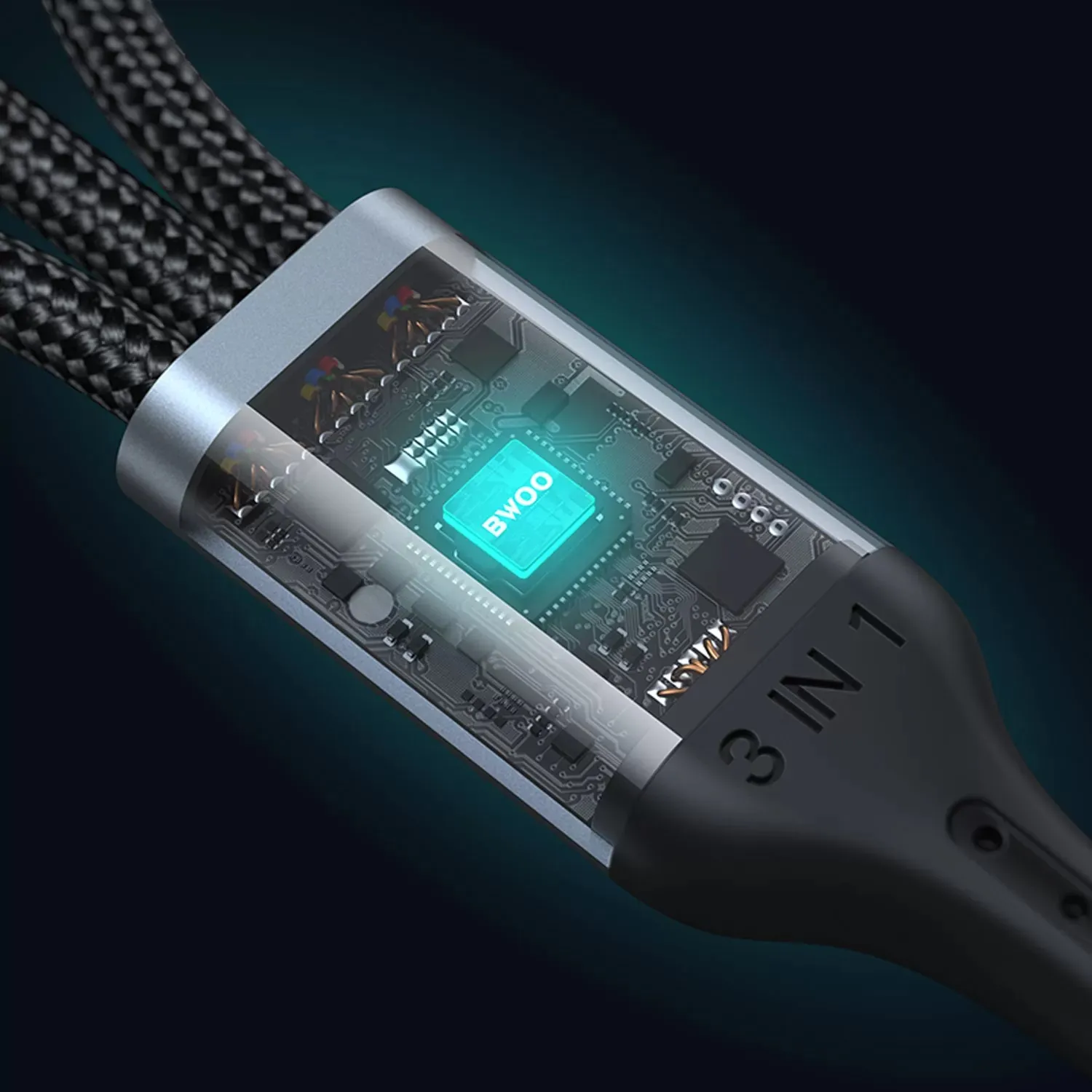 3-u-1 3a višenamjenski usb alu kabel za punjenje telefona max bwoo - slika 4