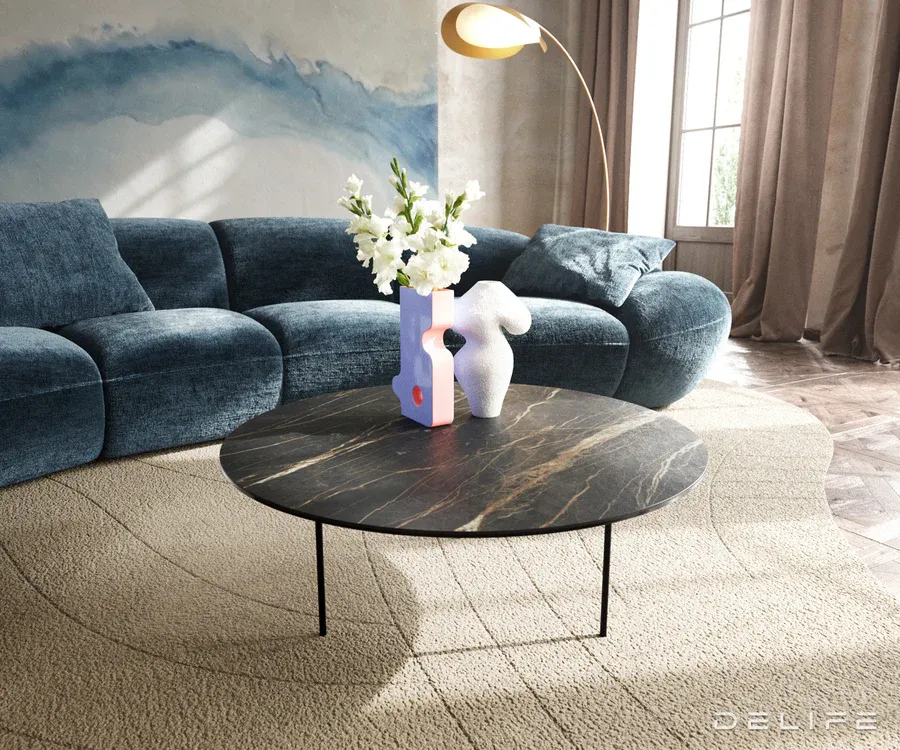 Klub stolić Edge 90x90cm, Materijal: Keramika Laminam Noir Desir - Čakovec