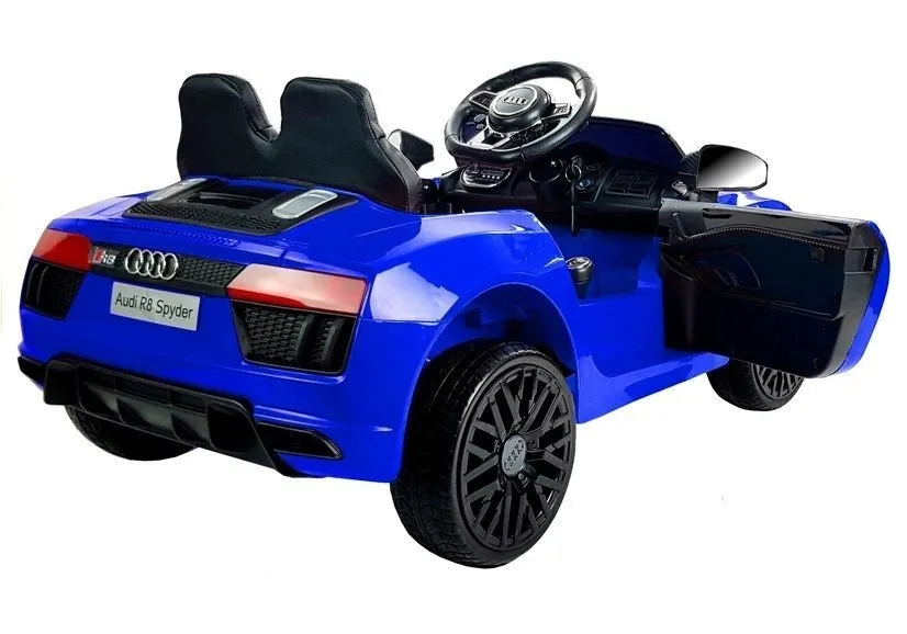 licencirani auto na akumulator audi r8 spyder - plavi/lakirani - slika 11