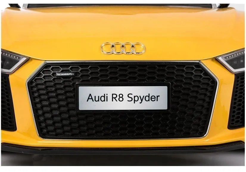 licencirani auto na akumulator audi r8 spyder - žuti/lakirani - slika 4