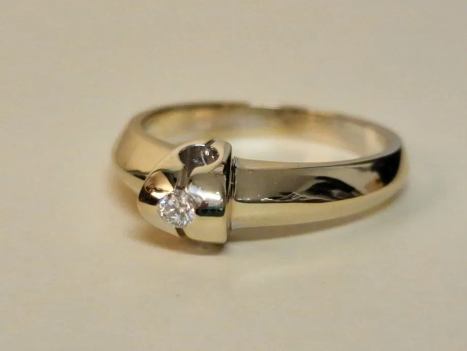 zlatni prsten s dijamantom 0.05ct 18k / r1, rate ! - slika 3