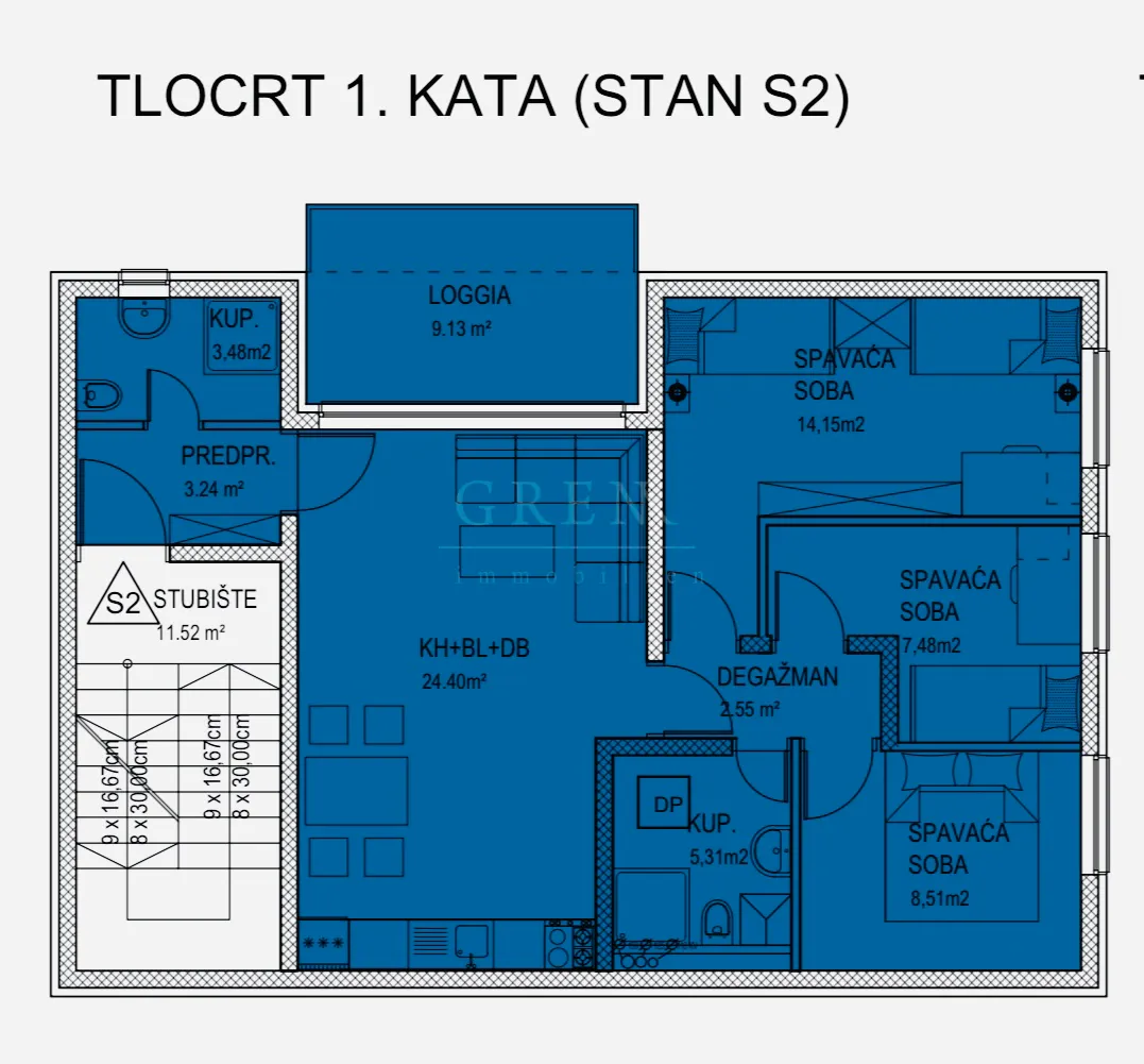 novogradnja gornja dubrava,stan s vrtom 82,04m2,prodaja! - slika 7
