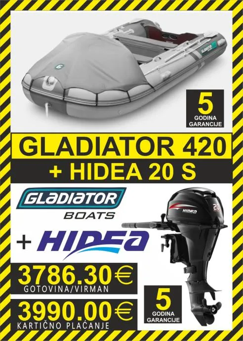 set gumenjak gladiator 420 + motori hidea - slika 2