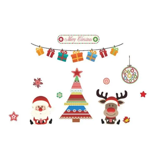 zidna naljepnica - merry christmas - djedica i rudolf - slika 4