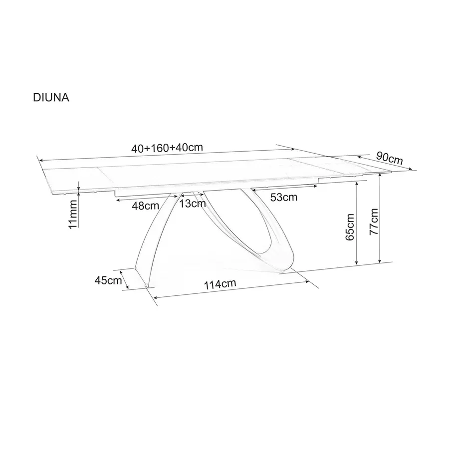 blagovaonski stol diuna 160/240x90cm, materijal: kaljeno staklo - slika 3