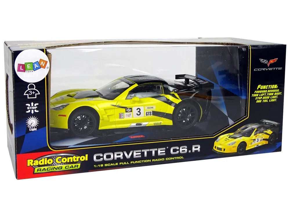 auto na daljinsko upravljanje 1:18 corvette c6.r - žuti - slika 6