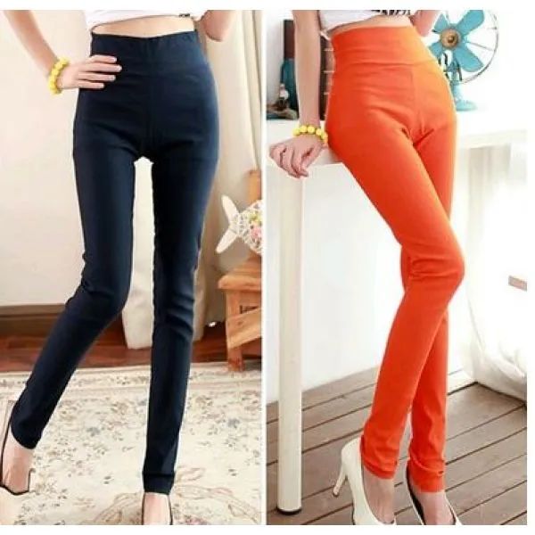 slim pamučne hlače visokog struka pencil pants - slika 5