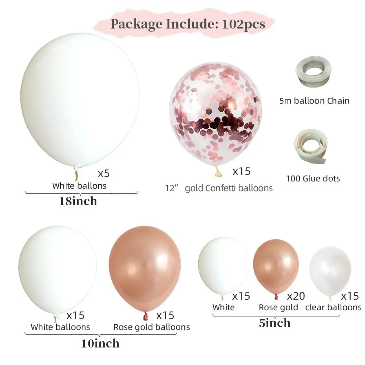 luk od balona - peach (102 balona u setu) - slika 5