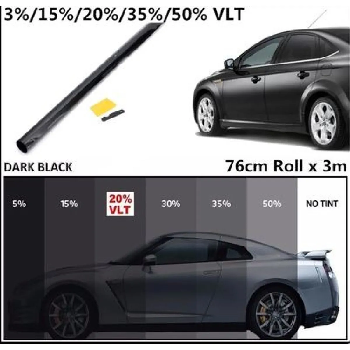 folija za zatamnjivanje stakala na automobilima 300x50cm - slika 2