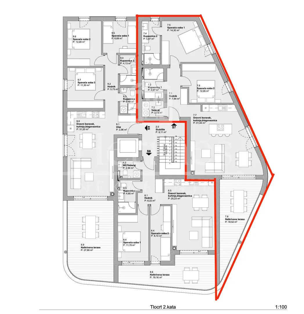 penthouse, 3-sobni stan s7, novogradnja, 50 m od mora i plaže, vodice, lungomare - slika 13