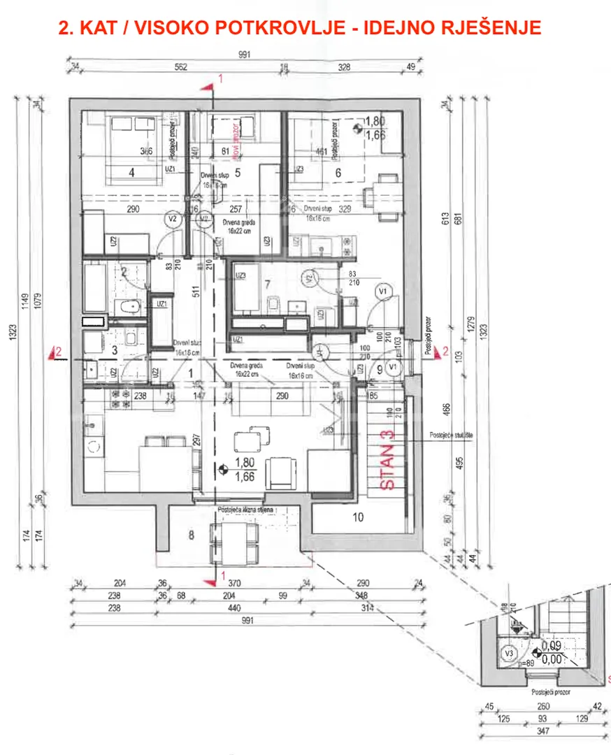 novoureðen i namješten 3-sobni stan s terasom +parking - slika 24