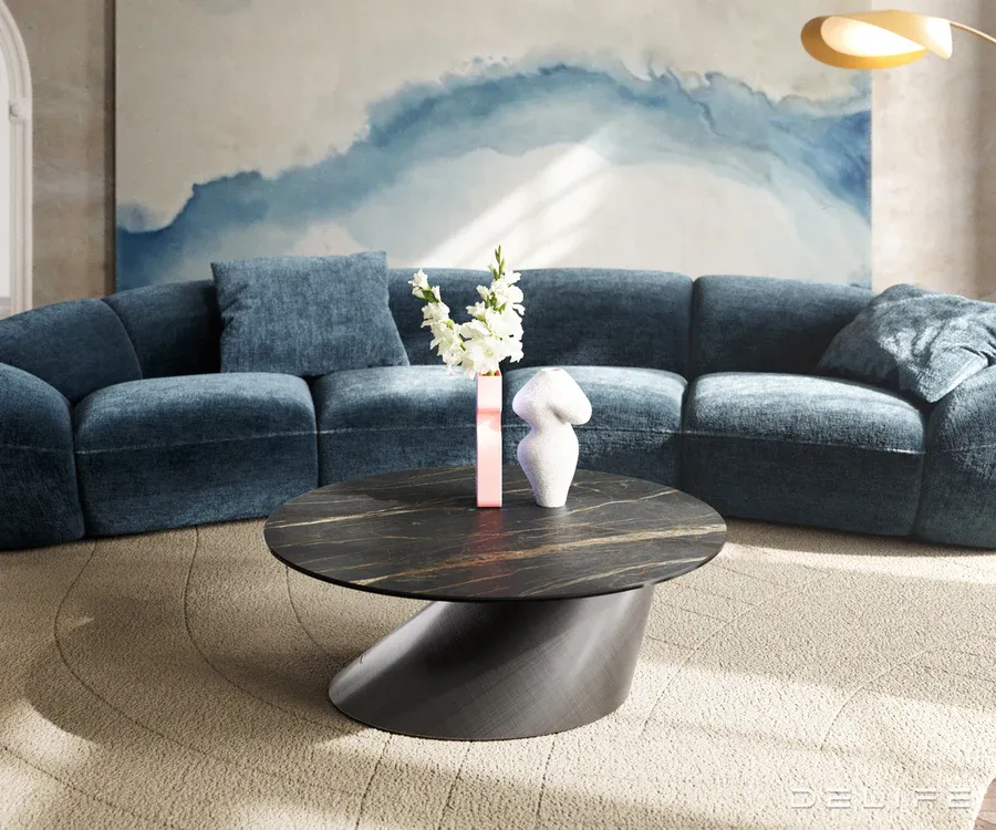 klub stolić edge 90x90cm, materijal: keramika laminam noir desir - slika 2