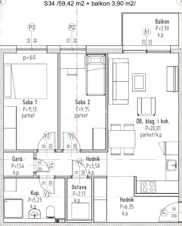 stan, (3-sobni), 61,37 m², velika gorica, novogradnja (s-34) - slika 3