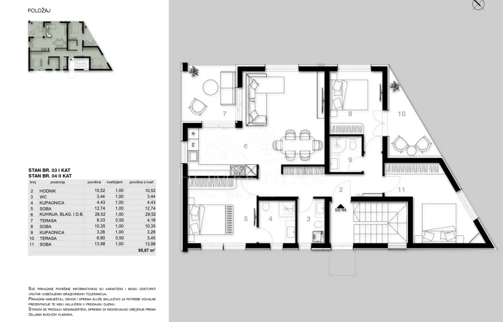 luksuzni stan s pogledom na more, 101m2, 2vpm, njivice, otok krk, novogradnja - slika 14