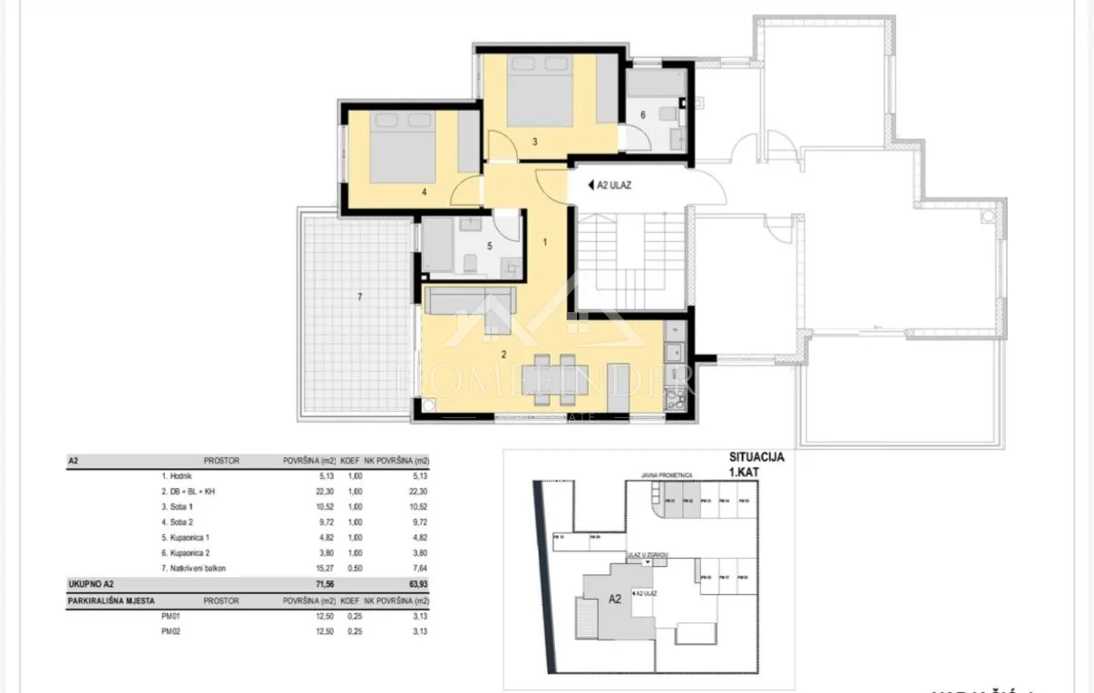 trosoban apartman a2, 64 m², 200 m od plaže, novalja, novogradnja - slika 3