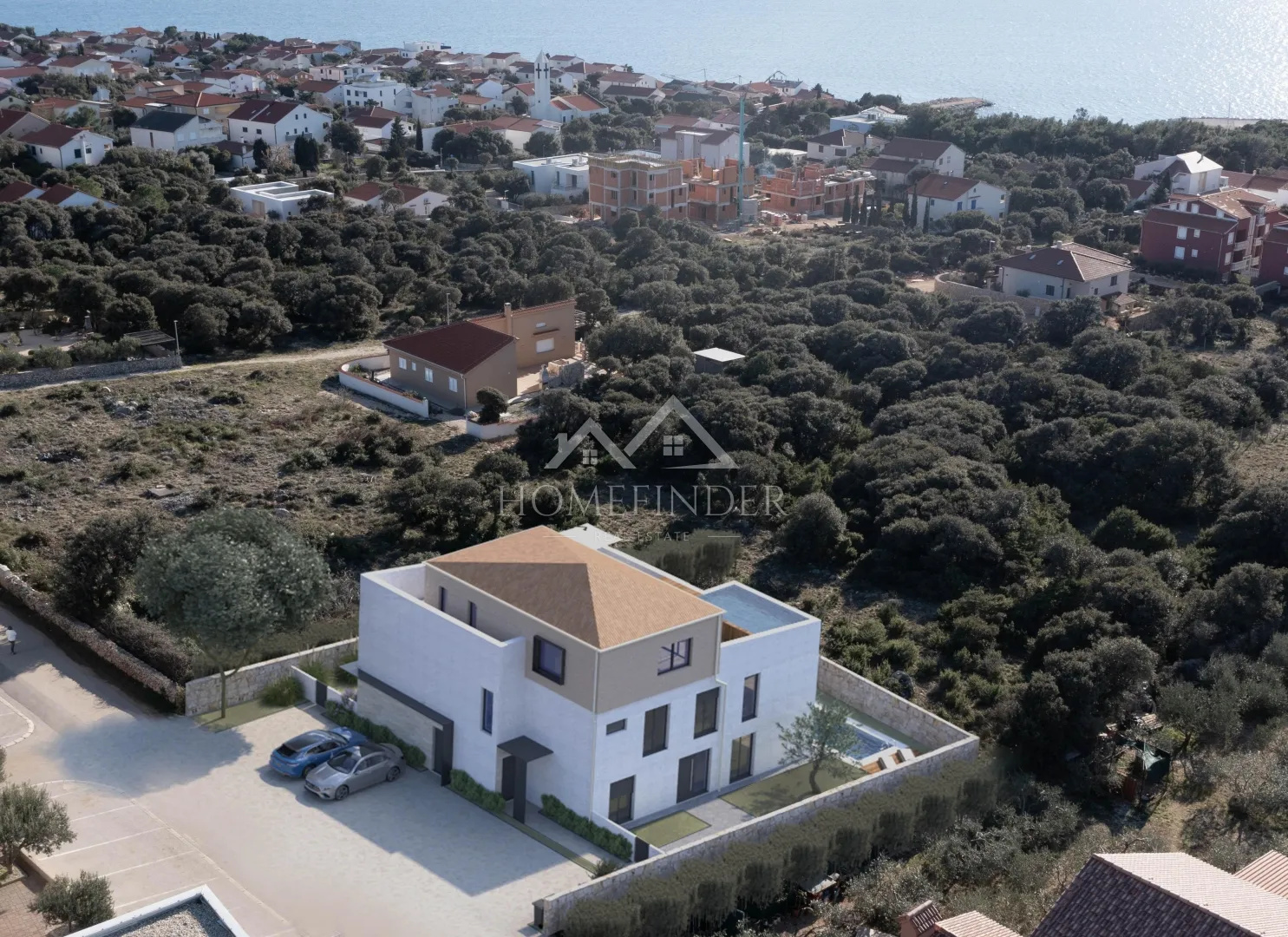 stan u prizemlju s bazenom, vrtom i pogledom na more, 2s, 65m2, mandre, novogradnja - slika 4