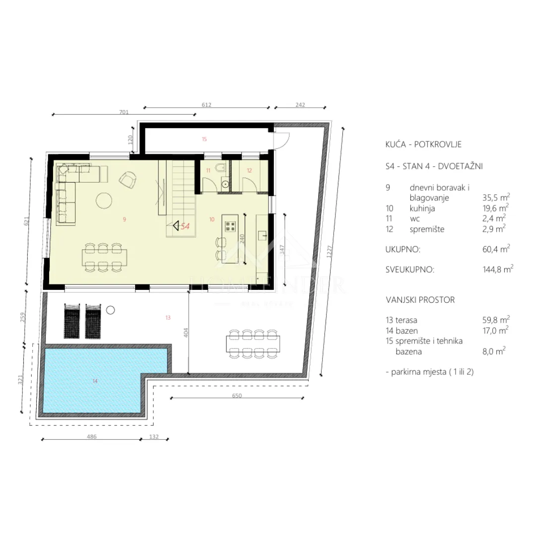 luksuzni dvoetažni stan s infinity bazenom i spektakularnim pogledom, mandre, 200m2, novogradnja - slika 11