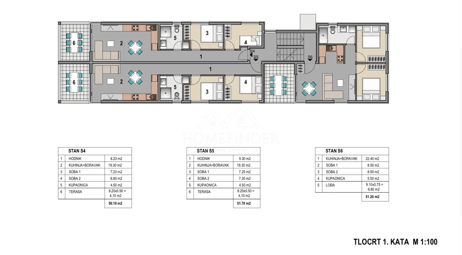 stan s terasom i pogledom, 3s, mandre, 55m2, novogradnja - slika 12
