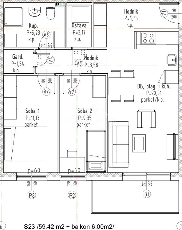 novogradnja moderan stan, (3s-23), 62,42 m2, vpm, velika gorica - slika 2