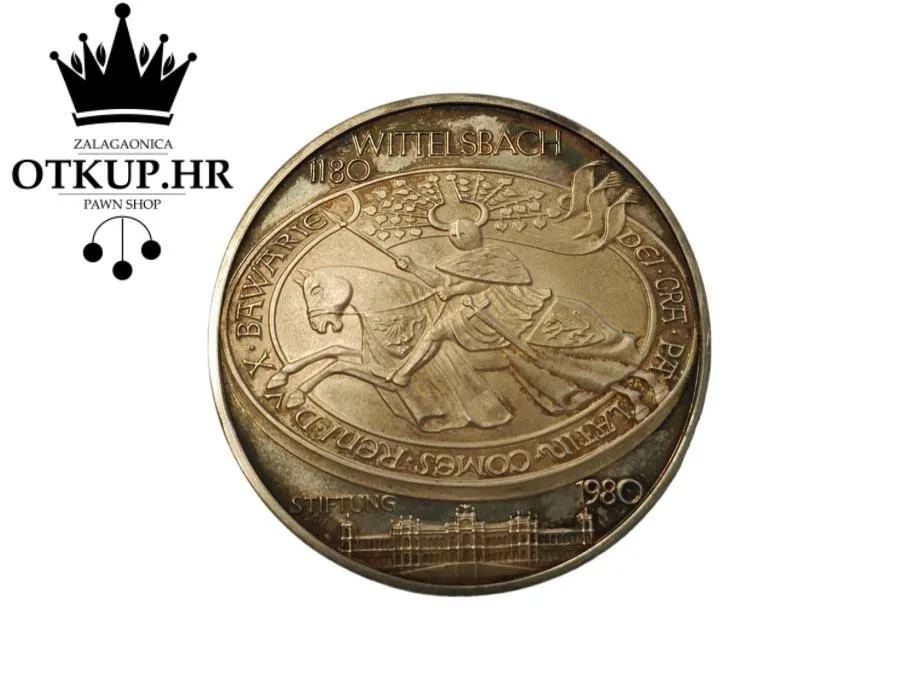 Srebrna Medalja Bayern 1.1oz Wittelsbach 1980. / R1, Rate! - Zagreb