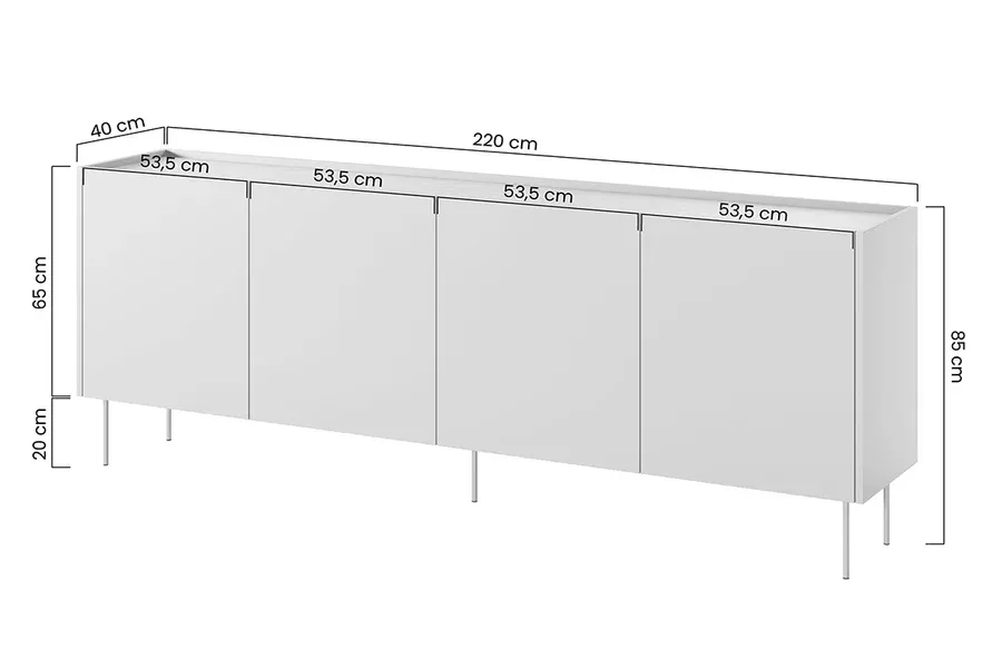 komoda desin 220cm, 4 vrata i 4 ladice, materijal: mdf - slika 7