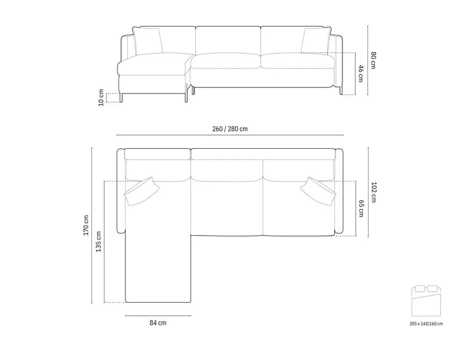 kutna garnitura gloria 260x170cm, materijal: baršun - slika 6