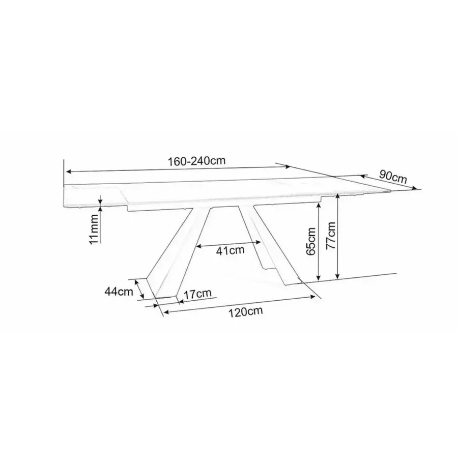 blagovaonski stol salvadore 160/240x90cm, materijal: kaljeno staklo - slika 10