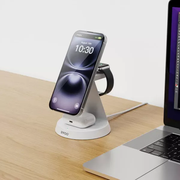 15w 3-u-1 bežična stanica za punjenje za apple uređaje max bwoo - slika 2
