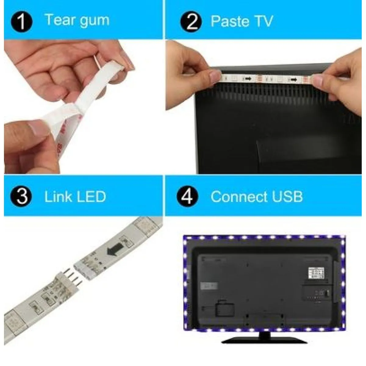 usb led traka 200 cm s daljinskim rgb relax tv - slika 8