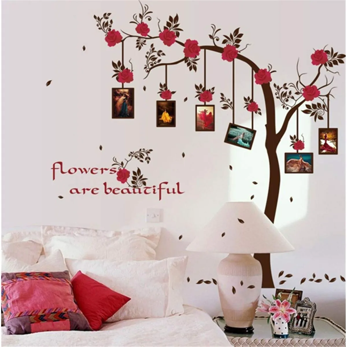 zidna naljepnica - red flower - okviri za slike uspomena - slika 2