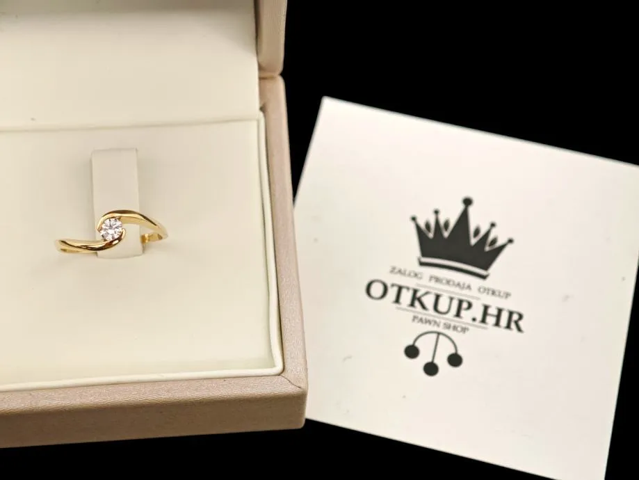 zlatni prsten s dijamantom - 0,18ct - 2,17g (14k) / r1, rate !! - slika 4