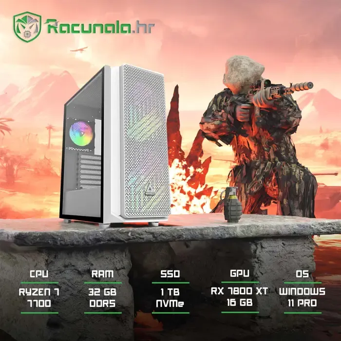 GamingPC Zeon Snow R77800X (Ryzen 7 9700, 32GB DDR5 - Zagreb