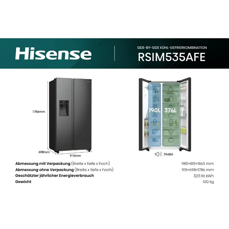 hisense side-by-side rsim535afe dozator za vodu/led, nofrost - slika 12