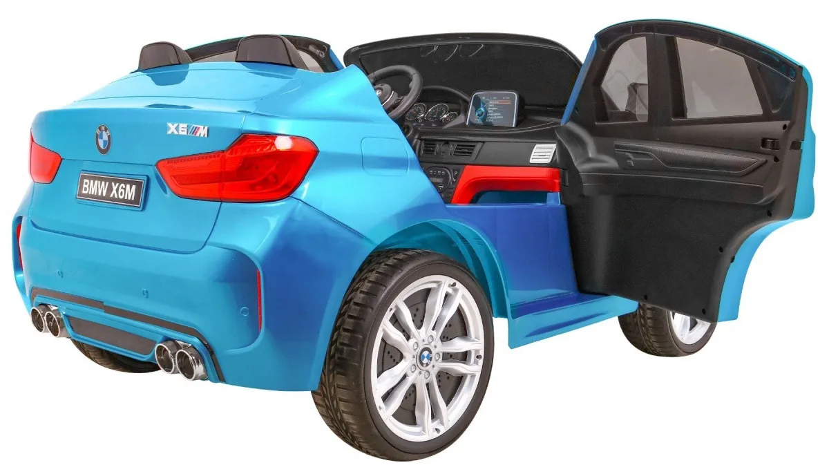 licencirani auto na akumulator bmw x6m xxl - dvosjed - plavi/lakirani - slika 7