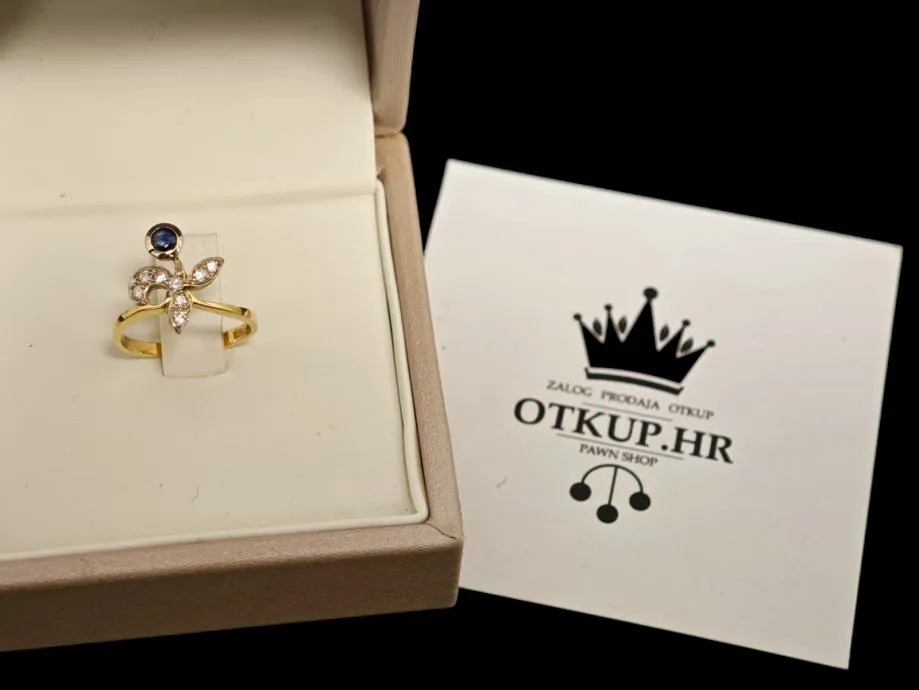zlatni prsten s dijamantima - 0,12ct - 2,65g .585 (14k) / r1, rate !! - slika 4