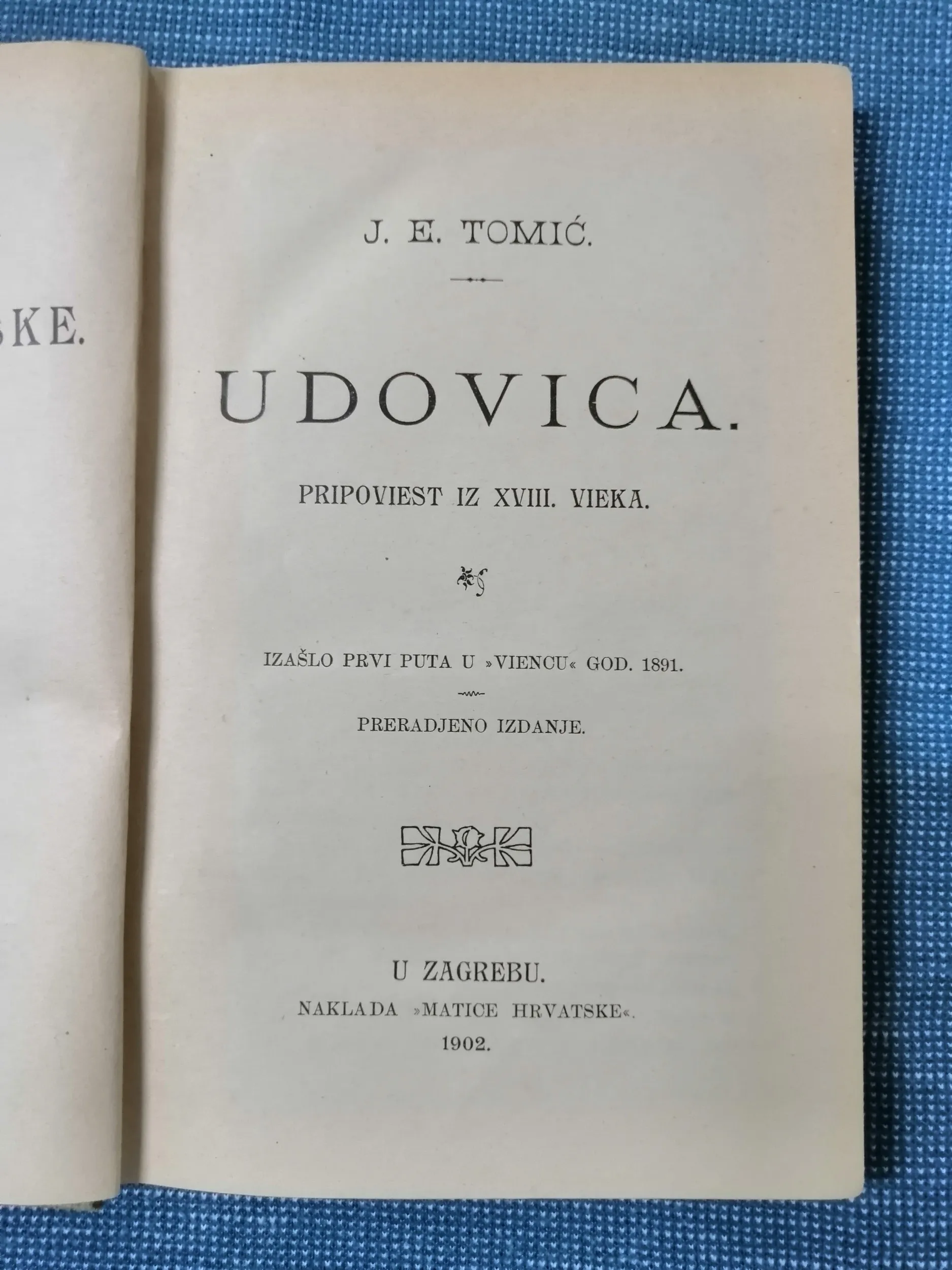 josip eugen tomić – udovica : pripovijest iz xviii. vieka - slika 2