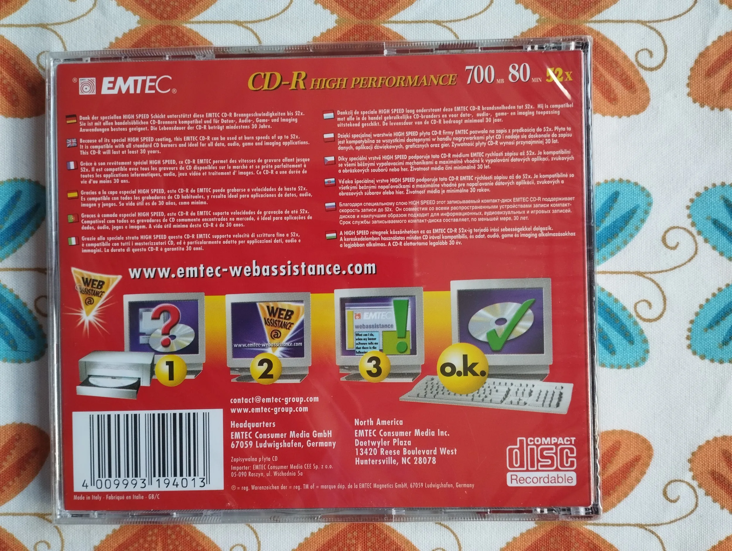 emtec cd-r 700mb, 80min, 52x novo 3 kom lot - slika 4