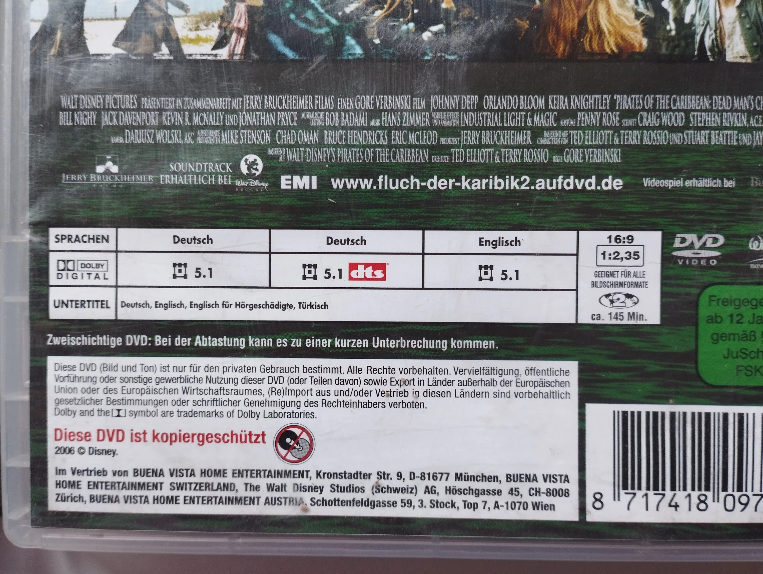 pirati s kariba - prokletstvo crnoga dragulja / mrtvačeva škrinja dvd - slika 3