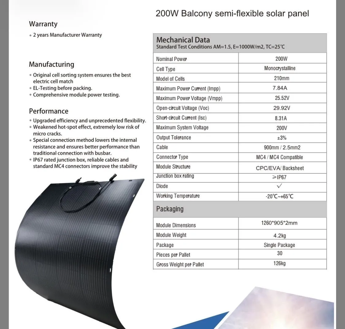 fleksibilni solarni paneli cpc 200w premium – ljepljenje bez bušenja - slika 2