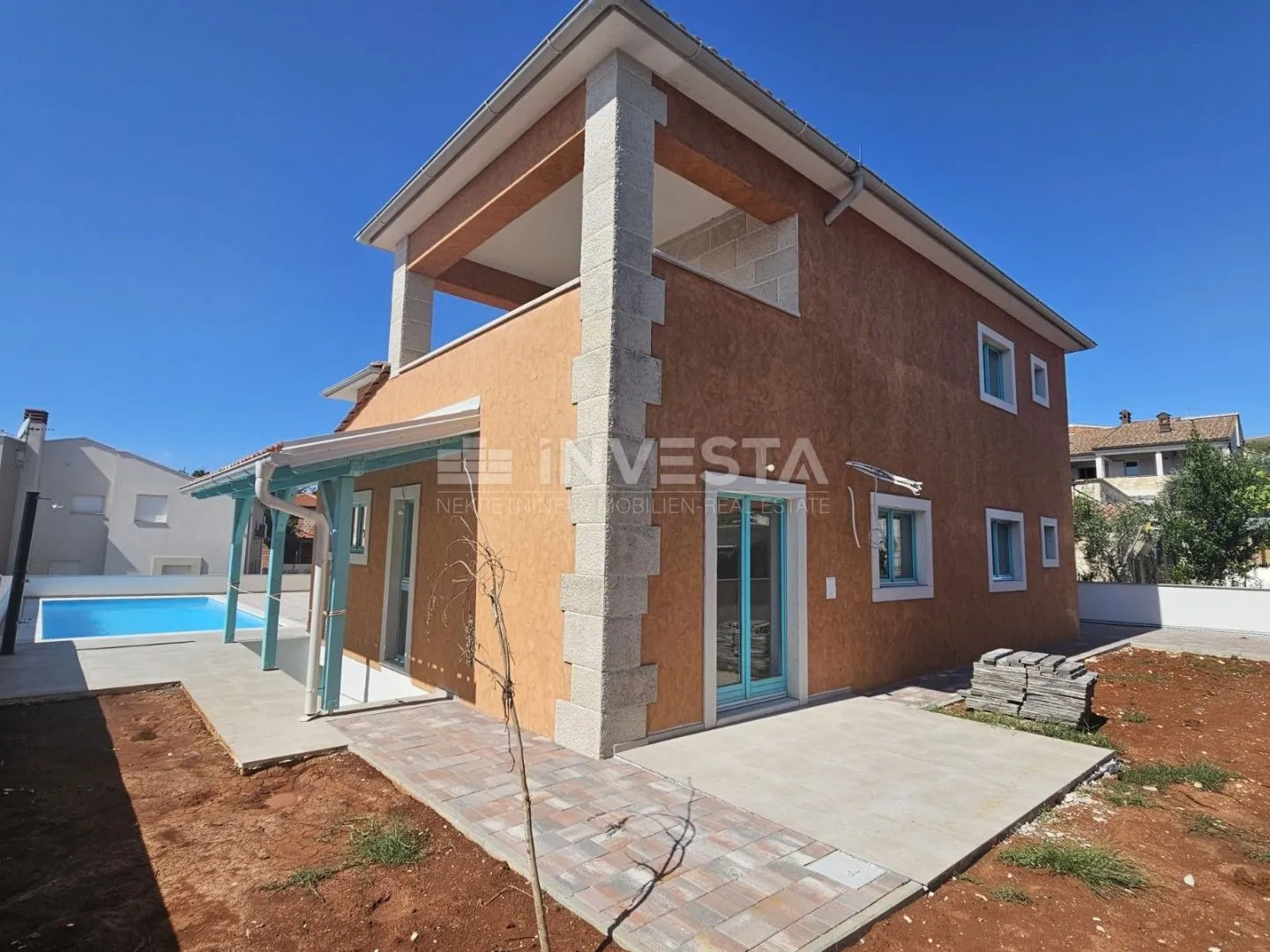 barbariga, vila s bazenom u toskanskom stilu na mediteranu, pogled more - slika 8