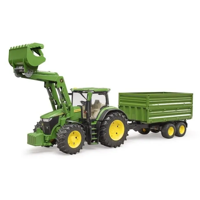 bruder john deere 7r 350 s prednjim utovarivačem i tandem kiper prikol - slika 2