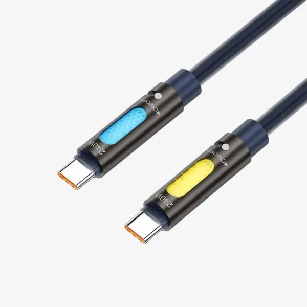 bwoo usb-c na usb-c kabel za punjenje s rgb ambijetalnim osvjetljenjem i aromaterapijom, 240w, 1.2 m - slika 7