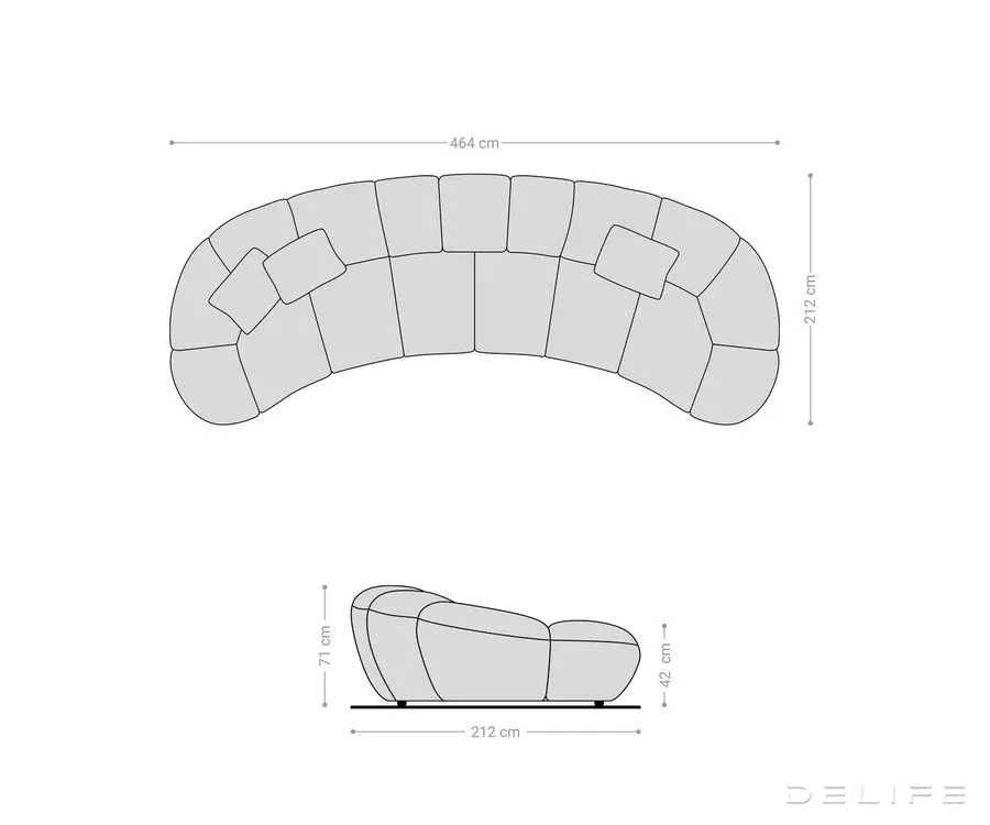 sofa lunna 464x212cm, materijal: strukturirana tkanina - slika 8